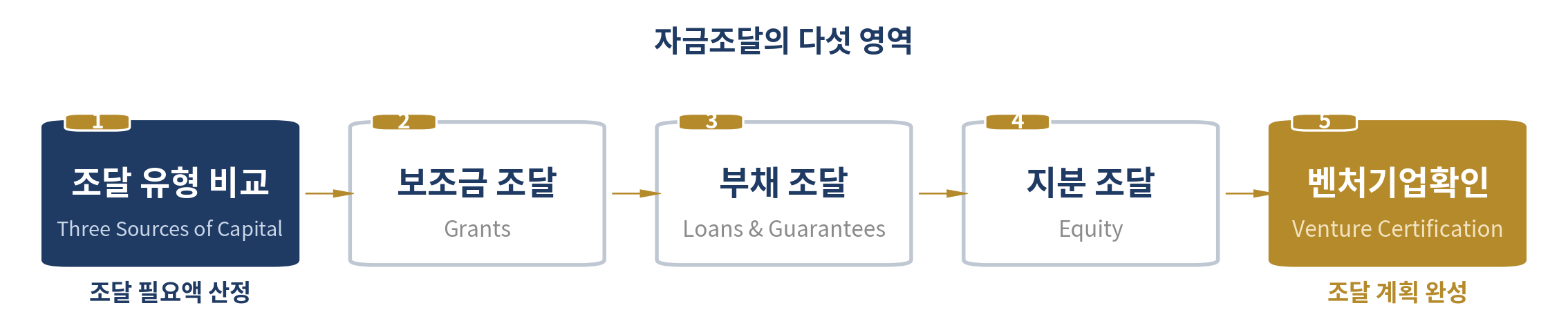 자금조달 지도 — 이 장의 다섯 영역